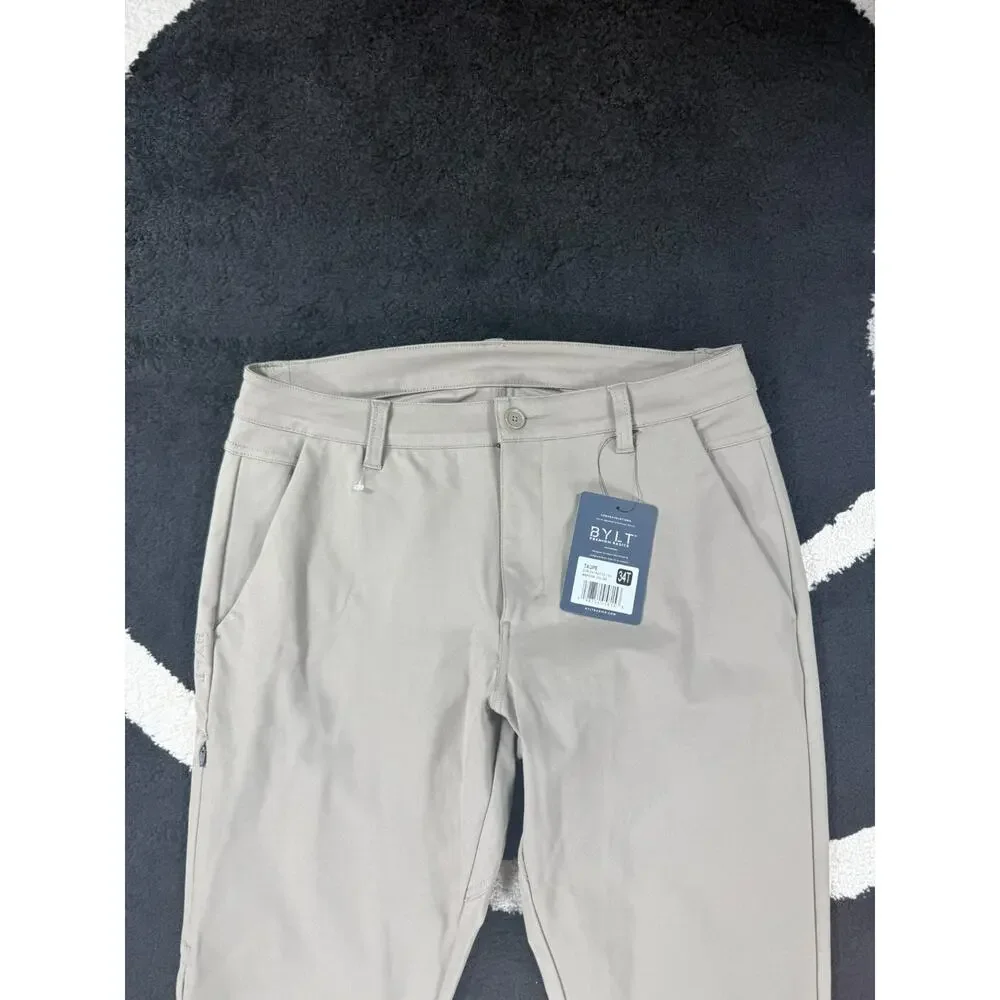 BYLT Pants Mens 34 Tall Taupe Everyday Pant Stretch Travel Golf Casual